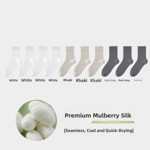 MiiOW | MiiOW Mens No-Show Socks Summer Thin Mesh Breathable Mid-Calf Anti-Odor Sweat Absorbent Silk Anti-Slip Comfortable Seamless Socks