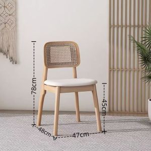 MU FENG ZHI NAN | Retro Vintage Wabi-sabi Style Rattan Wooden Dining Chair