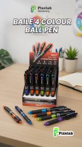 Baile 4 Colour Ball Pen 0.7mm 4-in-1 Multi Colour Pen Red Blue Black Green for School Office
