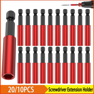 20/10PCS Magnetic Screwdriver Extension Holder Sturdy Chromium Vanadium Steel Drill Bit Adapter Sleeve 1/4inch Hex Shank