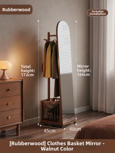 DONGMU | Multipurpose Full-Length Mirror Dressing Room Rack With Dirty Laundry Basket