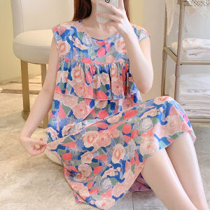 2023 New Arrival Nipple Coverage Nightdress Womens Summer Thin Cotton Silk Dress Vest Maternity Dress Loose plus Size Homewear