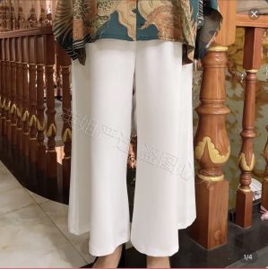 Draped Wide Leg Pants for Women Casual Loose Style Mom Size Large Spring Summer White Chiffon Trousers for Middle-Aged And Elderly