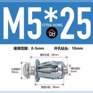 Harga 20 pcs Jack Anchor Dynabolt Rivet Nut +Skrup M5x25 Harga 20pcs