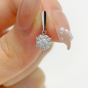 LAZO DIAMOND Six Prong Setting Illusion Halo Diamond Pendant in 9k White Gold