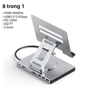 Cổng Kết Nối Đa Năng 9 Trong 1 USB C Cho PC Laptop - HDMI 2.0 4K 60Hz USB 3.0 5Gbps RJ45 Adapter PD 100W Giá Đỡ Máy Tính Bảng Type C HUB