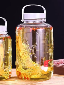 ขวดโหลแก้ว โหลดองเหล้าบ๊วย ขวดโหลบ๊วยมีหูหิ้ว 5L/8L ซีลสองชั้น ระบายน้ำราบรื่น ใช้ได้กับ เหล้าสาเก/ กิมจิ/ เอนไซม์