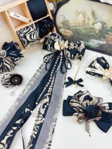 Original Dark Rose Butterfly Knot Accessory Japanese Style Lolita Punk Ribbon Butterfly Knot Edge Clip Sweet Cool Lolita