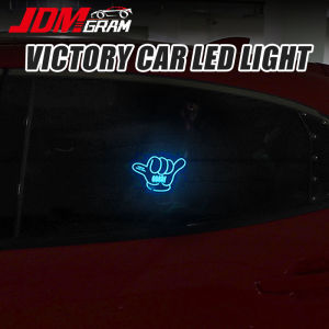 Victory Car LED Light Racing Good Luck Window Windshield Traceless Sucker Atmosphere Lamp Creative Decorative Ambient Lights Auto Accessories