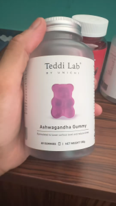 Unichi Teddi Lab Ashwagandha Gummies Stress Relief | Cortisol Balance | Zero Sugar Grape Flavor | Calm Mood • Better Sleep • Weight Support