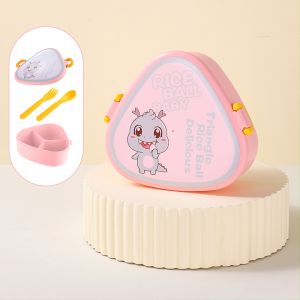 FH-C990 Lunch Box Anak 3 Sekat Motif Dino 800ML dengan Sendok Garpu BPA FREE / Kotak Makan Karakter