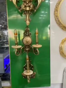 Đèn Tường Nến Đồng Đúc Nguyên Khối Nặng Kết Hợp Đá Phong Cách Tân Cổ Điển Cao Cấp Sang Trọng