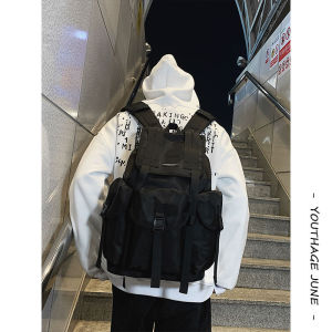 Balo Nam Dung Tích Lớn 2022 Phong Cách Đường Phố Mới Túi Đeo Vai Đôi Nylon Chống Thấm Nước Túi Đi Bộ Đường Dài