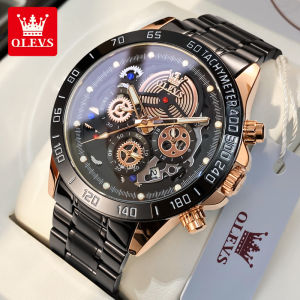 OLEVS Jam Tangan Pria Anti Air Original Asli Stainless Steel Kalender Arloji Cowok Fashion Men Watch