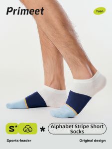 PRIMEET | Summer Youth Athletic Letter Stripe Ankle Socks