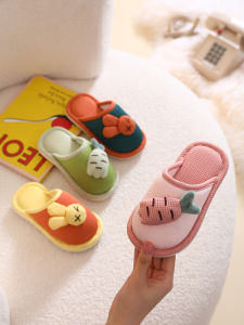 Children Cotton Slippers Girls Winter Home Shoes Cute Rabbit Non Slip Toddler Boys Matching Baby Slippers