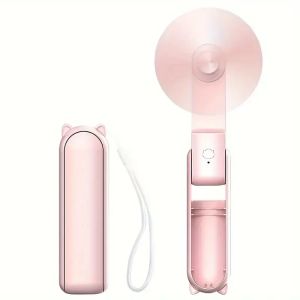 Quạt Cầm Tay Mini Màu Hồng Sạc USB 3 Tốc Độ Có Thể Gập Lại Dành Cho Nữ Dùng Khi Đi Du Lịch Ngoài Trời Có Thể Dùng Làm Sạc Dự Phòng