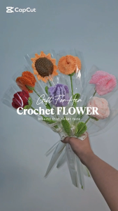 【Mach Photo】Crochet Flower Stalk Knitted Rose Sunflower Carnation Eternal Flower Gift for Mom Mothers Day Birthday Gift Graduation