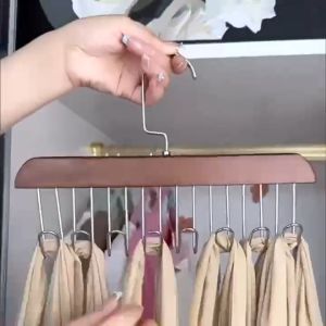 DuduMart 8 Hook Solid Wood Hanger Woman Bra Hanger Man Belt Tie Hanger Durable Vest Bag Hanger
