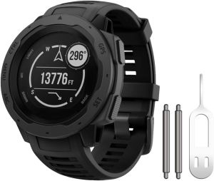 NotoCity for Garmin Instinct Band,Soft Silicone Replacement Watch Strap Compatible with Garmin Instinct 2/ Solar/Tactical(Black)