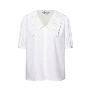 LIANGSANSHI | Áo Blouse Kiểu Nghệ Thuật Mới Hè Có Cổ Đính Hoa Văn Và T Tay Bồng