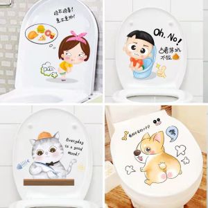 สติกเกอร์ติดผนังลอกออกได้สติกเกอร์ติดชักโครกของตกแต่งห้องน้ํากระเบื้องกันน้ําแบบมีกาวในตัวลายการ์ตูนอนิเมะตลกน่ารัก