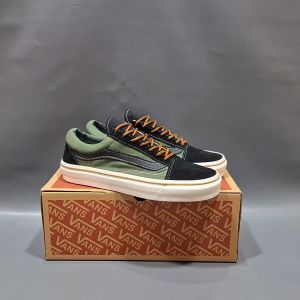 SEPATU VANS21 OLD SKOOL VAULT OG HIJAU LIST COKLAT KANVAS 36-43