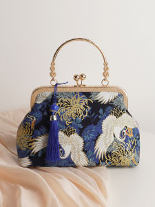 Retro Style Handbag Womens Qipao Matching Bag Ethnic Republic of China Style Small Square Bag with Tassel Single Shoulder Strap