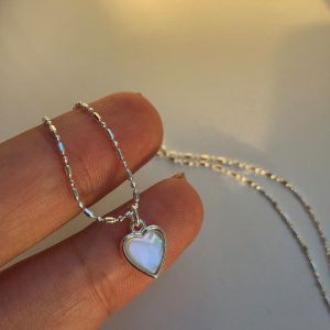 Dry Best S925 Sterling Silver Shell Heart Necklace Womens Clavicle Chain Simple Luxury Popular 2020 New Style Versatile