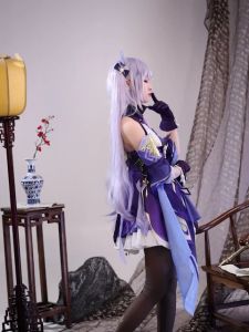 Genshin Impact Cosplay Keqing Cosplay Costume Halloween Outfit Dress Wigs Game Characters Outfits Theatrical costumes