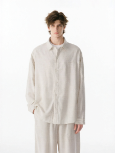 FORNINES | UV Protection Long Sleeve Tencel-Blend Linen Shirt