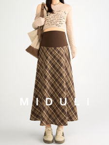 MIDULI | Chân Váy A-line Cho Bà Bầu Kẻ Pleated Phong Cách Ô Dù Mùa Xuân Hè