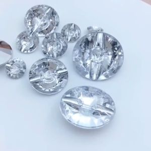 100 Pcs 11.5MM-30MM Acrylic Crystal Buttons Sewing Rhinestones Round Acrylic Button Sew On Strass Crystals Point Stones for Clothing Snow Boots Sofa Soft Bag Decorative Button