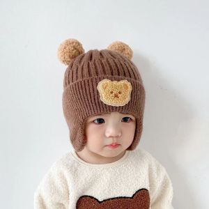 CAE - Topi Kupluk Anak 1-4 tahun Rajut Premium Bear Pompom Beanie Hat Import