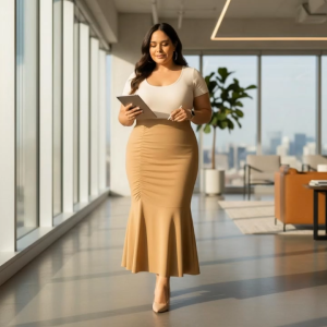 Verly Ruched Mermaid Skirt Palda for Women –Plus Size XL-3XL (Office Wear Pangpulong)