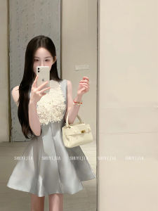 ชุดเดรสคอปกตุ๊กตาลูกไม้สไตล์ฝรั่งเศส SYJ เอวสูงกระโปรงทรงเอสำหรับผู้หญิงไซส์ใหญ่ ชุดทำงานฤดูใบไม้ผลิและฤดูร้อน