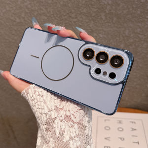 Luxury For MagSafe AG Frosted Phone Case for Samsung Galaxy S26 S25 S24 Ultra Crystal Full Lens Protection Wireless Charge Cover