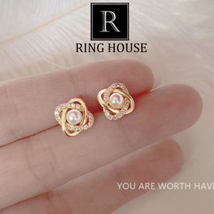 Bông Tai Khuyên Tai Nữ Hoa Đính Ngọc Đẹp Sang Ring House