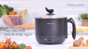 Nồi Điện Đa Năng Lock&Lock EJP316BLK (1.2 Lít) nắp kính cường lực lòng nồi thép không gỉ an toàn sức khỏe -  Hàng chính hãng Bảo Hành 2 Năm