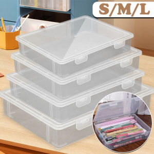 Book Storage Box Large-capacity Transparent Buckle Square A4 Paper Student Papers Stationery Office Finishing Certificate Box
