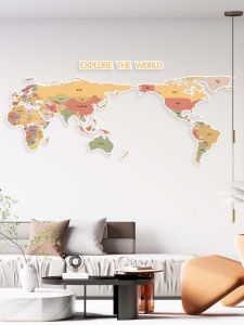 Modern Minimalist World Map Wall Decal Living Room Bedroom Office Culture Wall Decorations Self Adhesive Felt Board Photo Wall