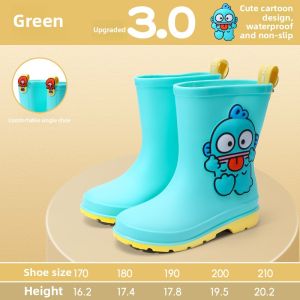 Childrens Fleece Lined Rain Boots Anti-Slip Nursery School Girls Boot Princess Style PVC up to Knee High Spring Season