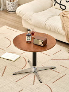 Elevating round Coffee Table Dining Table Combination Small Space Living Room Balcony Sofa Side Table Solid Wood Mobile