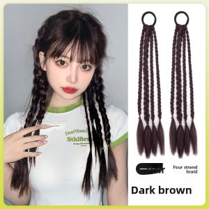 JUZITING | Colorful Braided Ponytail Wig New Chinese Style Natural