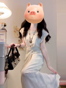 LIRENQING | French Design White Short Sleeve Dress