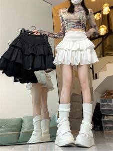 Plus size Chubby Girl French style Sweet Style Lace Patchwork Cake Skirt Womens Summer High Waist Solid A Word Short Skirt