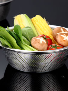 Onlycook Kitchen 304 Stainless Steel Thickened Drain Basket Home Use Vegetable Washing Basin Rice Washing Basket Strainer