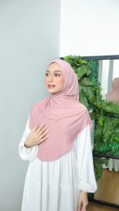 Hijab Instan Malay Non Pad Kerudung Oval Bahan Jersey Premium
