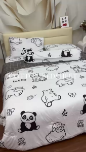 [FS12 黑白熊猫] 2500TC Luna Milk Bedsheet 牛奶丝棉床单