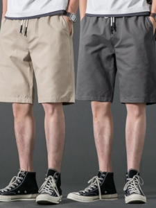 กางเกงกีฬาชาย ทรงหลวม 5 นิ้ว กางเกงขาสั้นทำงานฤดูร้อน กางเกงขายาวลำลอง สีดำ เทรนด์ใหม่ สำหรับผู้ชาย